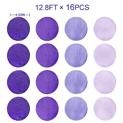 205Ft Lavender Party Decoration Ombre Purple Polka Dot Backdrop Streamer Tissue Paper Circle Dot Hanging Garland for Birthday Bachelorette Wedding Bridal Shower Engagement Lilac Violet Party Supplies - color: Ombre Purple