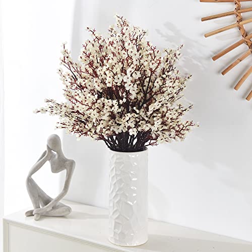 15PCS Artificial Baby Breath Flowers Fake Silk Real Touch DIY Floral Bouquets Decor Wedding Party Decoration Arrangements-White - color: 15pcs-white