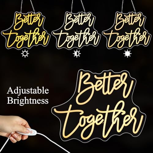 18 Pcs 24"x16" Artificial Grass Wall Panel, Neon Sign 16.5" x 12.2" with Dimmable Switch for Indoor Outdoor Patio Balcony Greenery Garden Privacy Fence Party Wedding Birthday Decor(Better Together) - style: Better Together