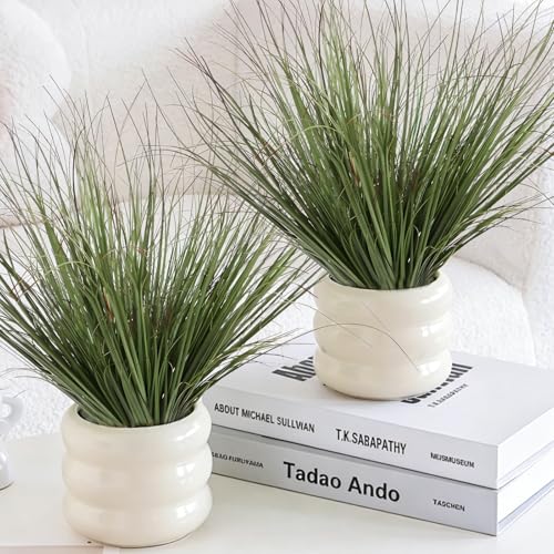 FOIMAS 12pcs Artificial Grass Plants,15.74" Faux Shrubs Wheat Grass Greenery Stems Fake Plants for Indoor Outdoor Home Decoration - size: 15.74