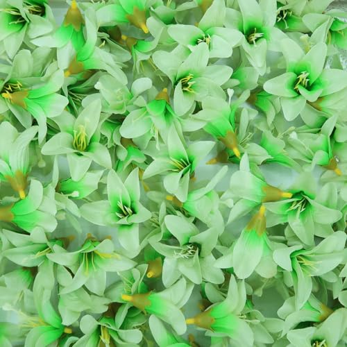 20 Pcs Artificial Lily Flower Head, Light Green | Fake Flowers Heads, Simulation Small Lily, DIY Handmade, Wedding Photography Party Home Decoration - color: Light Green