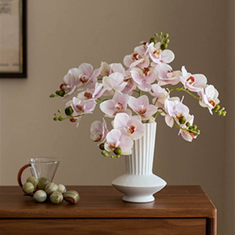 4-Pcs Artificial Flowers Real Touch Latex Phalaenopsis 17.7inch Artificial Orchid Stem Bouquets for Wedding Party Home Garden Decor,Light Pink - color: Light Pink