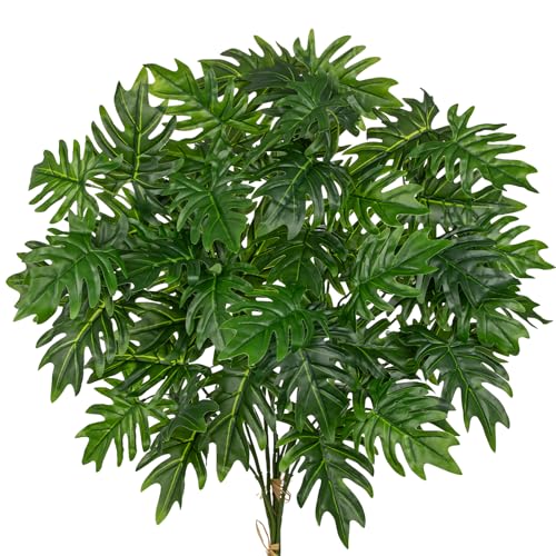 Artificial Greenery Philodendron Selloum Leaves - 6 Pcs Faux Split Leaf Philodendron Stems 35.4" Fake Green Plant Leaf Branches Artificial Tropical Plant for Floral Arrangements Indoor Home Decor - color: Monstera Plant