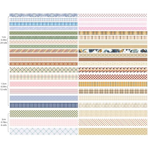 42 Rolls Vintage Stripe Washi Tape Set，Decorative Tape for Scrapbooking, Journaling, Bullet Journals, DIY Crafts, and Gift Wrapping - color: Green