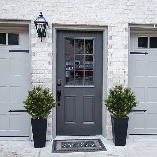 momoplant 31 Inch Tall Artificial Cedar Topiary Tree Set of 2 Faux Cypress Evergreen Potted Plants for Outdoor & Indoor Decor - size: 31 Inch