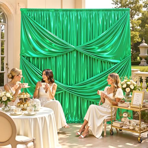 20ftx10ft Green Sequin Backdrop Curtain for Parties, Wrinkle Free Thick Glitter Sparkle Photo Backdrop Drapes 4 Panels 5x10FT Shimmer Back Drop Cloth for Wedding Birthday Photography Background - color: Green, size: 5'W×10'H _4 Panels