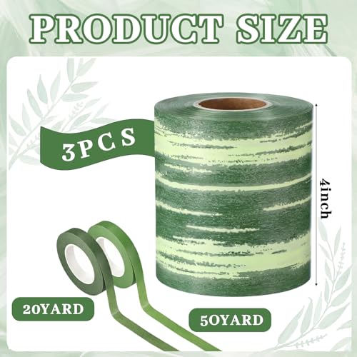 Thiccywoov 3 Rolls Ti Leaf Ribbon Outdoor Poly Satin Leaf Ribbon Green Wedding Decorations Florist Waterproof Aspidistra Tape 4 x 50 2 Floral Tape for Easter Indoor Outdoor Art Craft(Fashion Style) - style: Fashion Style