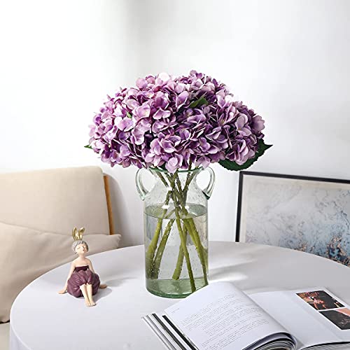 6 Pack Light Purple Faux Hydrangea Flowers, Silk Artificial Fake Hydrangea Stems for Wedding Centerpieces, Home Table Decor & Baby Shower Arrangement - color: Light Purple