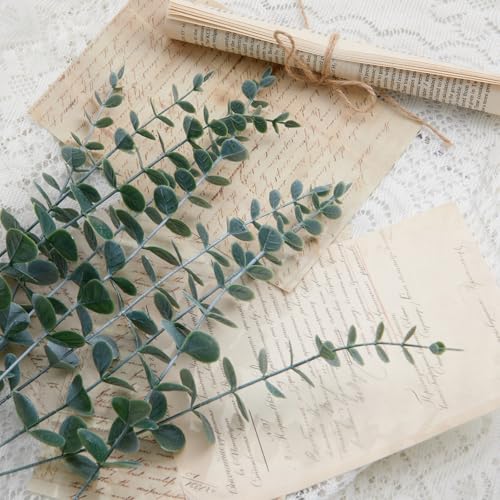 40pcs Eucalyptus Stems Artificial Eucalyptus Leaves Stems,Fake Eucalyptus Plants Real Touch Faux Flower for Home Office Flowers Bouquet Centerpiece Wedding Decoration Spring Farmhouse Home Decoration