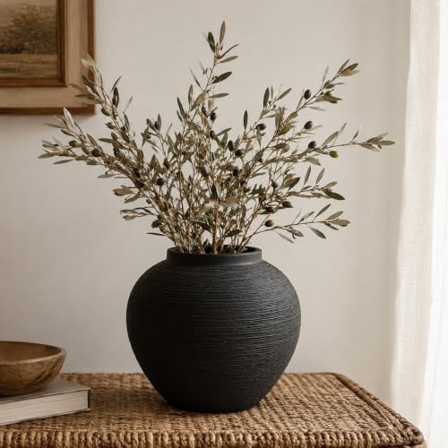 Black Vase, 8.3" Matte Black Ceramic Vase for Home Decor Centerpiece - color: Matte Black, size: 8.3in
