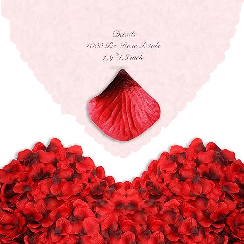 Pyrrhiax 2000Pcs Rose Petals, Artificial Flower Petals Fake Rose Petals for Romantic Night,Wedding,Proposal Anniversary Flower Decorations (Big Red Dot Black, 2000pcs) - color: Big Red Dot Black, size: 2000pcs