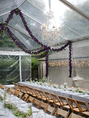 12PCS Dark Purple Wisteria Hanging Flowers 6.4FT Artificial Hanging Wisteria Flowers for Decoration for Wedding Arch, Backdrop, Garden Party Decor (Dark Purple) - color: Dark Purple