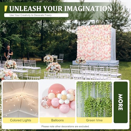 23.6 x 15.7 Inch 12 Pcs Artificial Flower Wall Panel, 3D Flower Backdrop Rose Decoration Silk Floral Wall Wedding Flower Decorations Backdrop for Home Party Wedding Anniversary Birthday Stage.