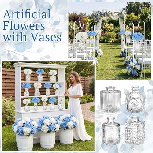 36 Pcs Artificial Flowers Table Centerpiece with Vases Colorful Wildflower Centerpieces Silk Flower Arrangement for Wedding Baby Shower Table Centerpieces Party(Hydrangea,Clear) - style: Hydrangea, Clear