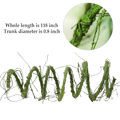 118inch Flexible Green Medium Artificial Tree Branches Fake Tree Trunk Garland Rattan Wreath Cherry Blossom Grape Vines Floral for Wall Hanging Reptile Climb Jungle Theme Party Halloween Decoration - color: Green, size: Medium