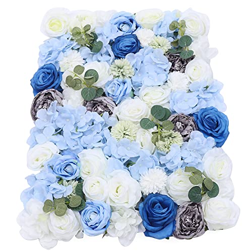 15.74"x 23.62" Artificial Flower Wall Panels,Flower Wall Mat Silk Flower Panels for Outdoor Garden Backyard Fence Fence Privacy Screen and Indoor Wall Decor (6Pcs White+Blue) - color: 6Pcs White+Blue