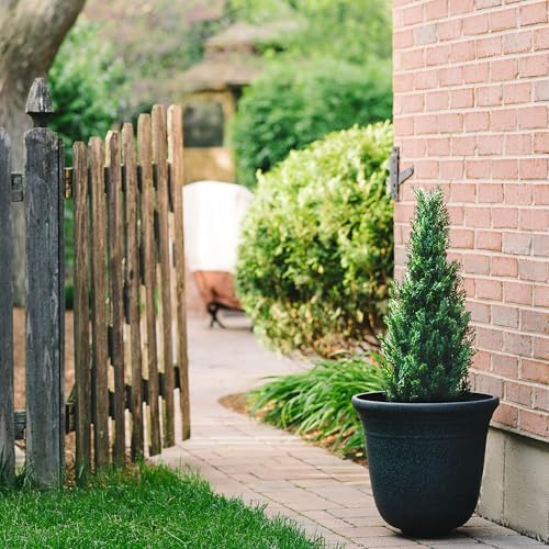 Set of 2 Pre-Potted 3 Feet Faux Cedar Tree, Lifelike UV Protected Front Door Decor, Porch, Garden, Entryway Topiary, Indoor/Outdoor Use - Ready to Display - size: 3 feet