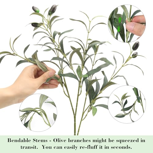 10PCS 32inch Artificial Olive Branches Long Thicken Faux Olive Stems Greenery Plants with Lifelike Olives and Silk Leaves for DIY Floral Crafts Office Wedding Home Decor (Vase Not Included) - size: 32in