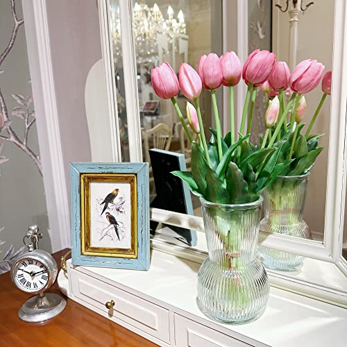 16-inch Premium Real Touch Fake Tulips, Artificial Flowers with Buds, Flexible Stem Easy to Shape, Faux Tulips (Vase not Included), 5-Pack Set of Tender Mauve - color: Tender Mauve