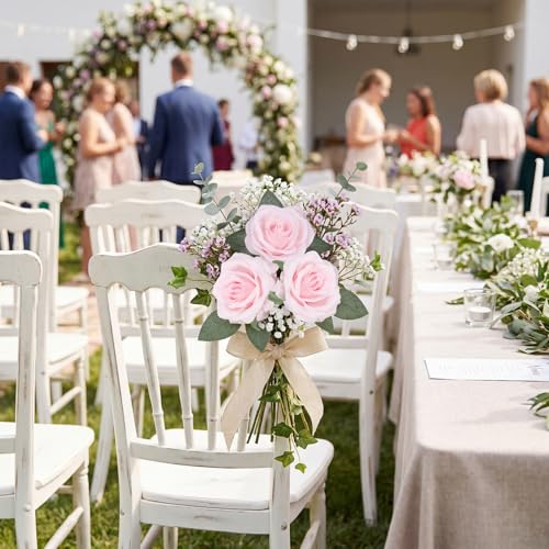 25PCS Light Pink Roses Artificial Flowers 3.94" Large Silk Roses with Stems Real Look Artificial Roses for Wedding Table Centerpieces Arrangement Home Decor(Light Pink) - color: Light Pink