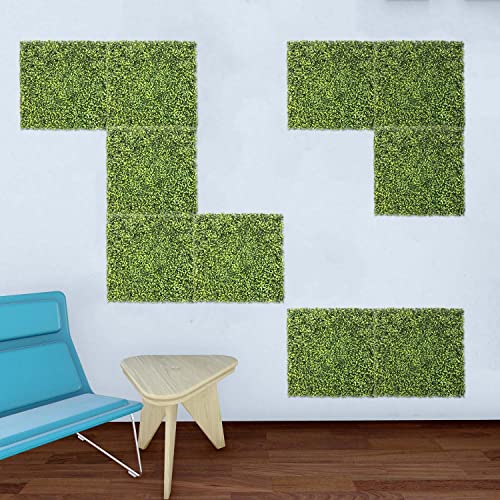 E&K 20" x 20" Artificial Plant Fence Panel Faux Leaves Grass Wall Privacy Screen Panel Decorative for Indoor Outdoor (Green Tea 02, 6 Pcs) - color: Green Tea - 02