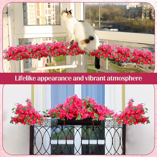 30 Pcs Artificial Faux Bougainvillea Fake Flower Silk Bougainvillea Branches UV Resistant Outdoor Indoor Decoration for Wedding Home Centerpieces Outside Decor (Rose Red) - color: Rose Red