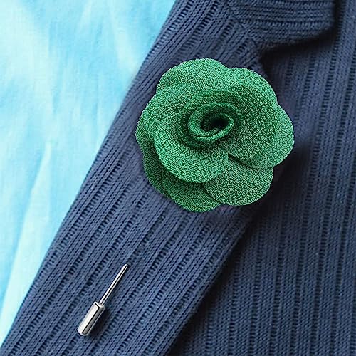 Rhungift Men's Camellia Flower Lapel Pin Handmade Rose Boutonniere Stick Brooch for Suits Wedding Party Groom Multicolor Men Women - color: Multicolor