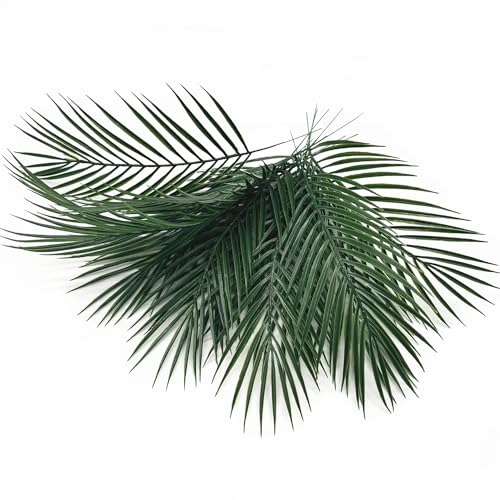 Artificial Palm Leaves Stem Fake Plants Tropical Leaves Stems 12 Pcs, Greenery Jungle for Floral Arrangement Hawaiian Luau Party Decorations Beach Birthday Wedding Table DIY Decor - color: Tropical Palm Leaves Stems/ 12 Pcs