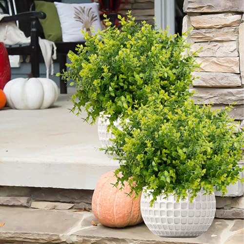 NETAP Outdoor Artificial Flowers UV Resistant, 20 Bundles Fake Realistic Floral Greenery Plants for Outside Porch, Window Boxes, Garden, Yard, Inside Home Table Decor, Green - color: Green