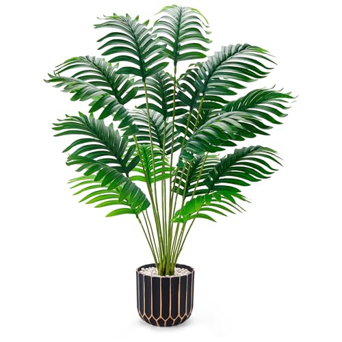 Der Rose Fake Plants Tall Artificial Palm Tree Faux Plants Indoor for Living Room Home House Decor - size: 28"-Palm