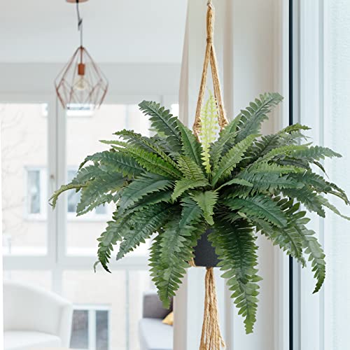 Dremisland Artificial Ferns for Outdoors 30" Fake Ferns Artificial Boston Fern Bush Set of 2 Large Hanging Faux Fern Artificial Bush Plants for Outdoors Planter Indoor Home Garden Porch Decor