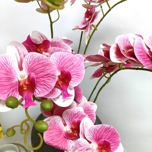 ATFL 8 Pack Pink Orchid Artificial Flowers Real Touch, 32'' Artificial Fake Faux Silk Orchid Stem Bouquets for Wedding Party Home Garden Decor,Orquideas Artificiales para Decora (excluding The Pot) - color: Pink