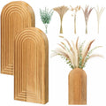 LemonRoad Boho Wooden Wall Vases Set of 2 with Artificial Eucalyptus and Pampas Grass Dried Flower Rustic Hanging Wood Planter Vase Wall Mounted Farmhouse Bohemian Decor for Home Entryway Living Room
