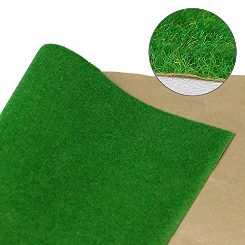 CP137 Artificial Model Grass Mat Trains Green 40x100cm or 15.7'' x 39'' for Decoration Craft Scenery Model DIY - color: Green