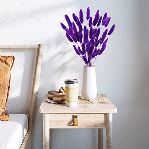 Uieke 17’’ Natural Bunny Tails Dried Flowers, 50 Pcs Dried Lagurus Ovatus, Dried Purple Pampas Grass Decor for Farmhouse Flower Arrangements Wedding Home Craft Boho Party Decorations - color: Purple-50pcs
