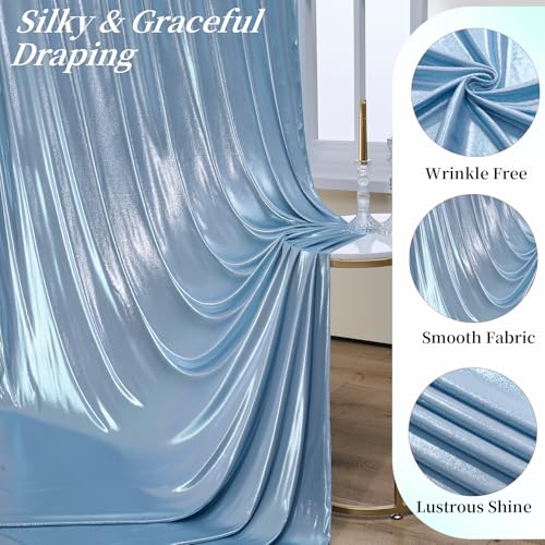 20ftx10ft Dusty Blue Sequin Backdrop Curtain for Parties, Wrinkle Free Thick Glitter Sparkle Photo Backdrop Drapes 4 Panels 5x10FT Shimmer Back Drop Cloth for Wedding Birthday Photography Background - color: Dusty Blue, size: 5'W×10'H _4 Panels