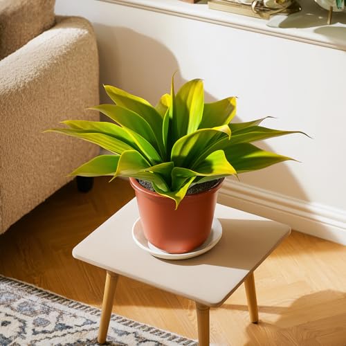 Ttranewsoo Fake Plants Artificial Agave Plants 13.8" Large UV Resistant Fake Agave Planters for Indoor and Outdoor Decorating Tropical Plant Succulents Greenery Indoor Decor (Yellow) 2Pack - color: Agave15-ye2