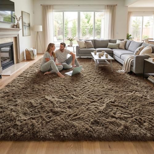 DweIke Fluffy Light Brown Rugs for Bedroom Living Room, 3x5 Feet Soft Plush Shaggy Light Brown Girls Boys Kids Rug, Non-Slip and Machine Washable Carpet for Dorm Nursery Classroom Decor - color: Light Brown, size: 3 Ft X 5 Ft
