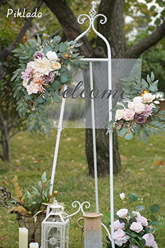 Faux Flower Swag Set of 2 for Wedding Welcome Signs Floral Swag Wedding Reception Ceremony Signs Decor (Champagne) - color: Champagne
