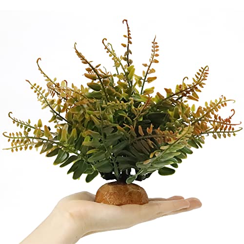 Fake Fall Colors Boston Fern, Reptile Plants for Terrarium, Amphibian Tank Accessories Habitat Decor fit Crested Gecko Leopard Lizard Chameleon Ball Python Snake Frog - color: J-fake Fall Colors Boston Fern
