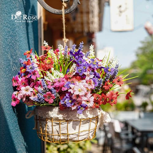 Der Rose 24 Bundles UV Resistant Artificial Flowers for Outdoors Mixed Colors Fake Flowers for Garden Porch Patio Fence Decor - color: Multi-color a