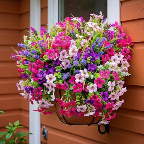 12 Bundles Artificial Flowers for Outdoors Fake Plants Fake Silk Flowers | No watering needed,Fade resistant,Bendable & flexible,Easy DIY freely,Maintain beauty long-term,Brighten up any space