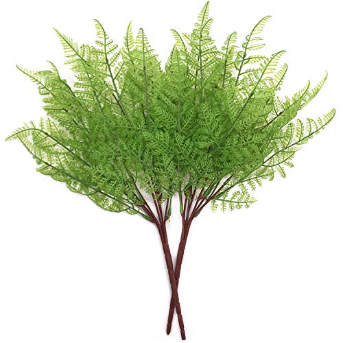 Artificial Plants, Fake Fern Plastic Shrubs Greenery Bushes Grass Home Garden four seasons Outdoor UV Resistant Window Box Verandah Planter Filler Indoor Wedding Decor DIY Christmas Decoration 2 Pack - color: Fern Leaves - 2 Pack