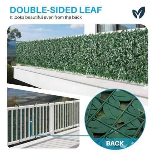 Patio Paradise 39"x117"-1Pc Faux Ivy Fence Privacy Screen Artificial Greenery Wall Backdrop,Fake Grass Wall Panels for Outside Apartment Balcony,Vine Leaf Decor for Outdoor Patio Chain Link - color: Faux IVY Leaves- Dark Green, size: 39" x 117"