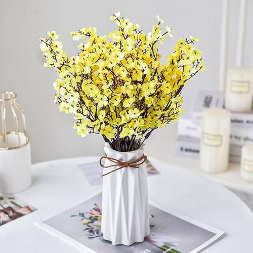 1PCS Artificial Long Gypsophila Colorful Plum Blossom Home Bouquet Faux Flowers Autumn Garden Party Decoration (Yellow-1PCS) - color: Yellow-2pcs