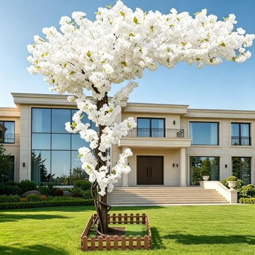 Big Artificial Cherry Blossom Trees 5ft White for Home Decor Indoor Outdoor,Arbol De Cerezo Artificial Grande,Faux Fake Cherry Blossom Tree for Office Hotel Garden Party Wedding - color: White, size: 5X4ft