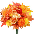 Giegxin 87 Pcs Artificial Thanksgiving Flowers Bouquets Fall Chrysanthemums Ball Flowers Maple Leaf Sunflower Head Accessories for Thanksgiving DIY Wreath Floral Arrangements Table Centerpiece Decor - style: Chrysanthemum