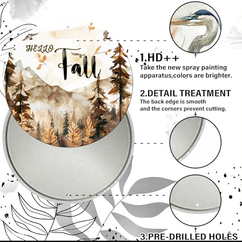 Vintage Fall Hello Round Metal Sign Fall Scenery Thanksgiving Day Sign Farmhouse Rustic Wreath Wall Decoration for Indoor Outdoor Home Porch Window Decor 8 Inch - color: Thanksgiving 5, size: 8 inches