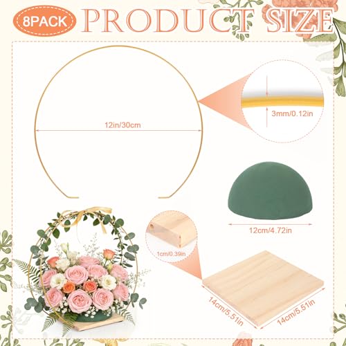 16Pack Double Floral Hoop Centerpiece for Tables 12'' Double Metal Floral Hoop Centerpieces with Stand Metal Rings for DIY Centerpiece with Foam for Table Decor Wedding Birthday Wreath Craft Party - size: 12'' Double Hoop-8 Sets