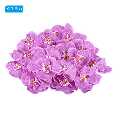 PATIKIL 10cm/3.9" Artificial Orchid Flower Heads, 20 Pack Silk Phalaenopsis Fake Butterfly Orchid Heads for Wedding Floral Bouquet Decor DIY Craft Making, Light Purple - color: Light Purple, size: 3.9"